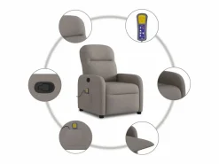Sillón de salón | Silla | Sillón de masaje reclinable de tela gris taupé SHL2271