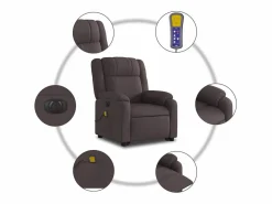 Sillón de salón | Silla | Sillón masaje eléctrico reclinable elevable tela marrón oscuro SHL5431