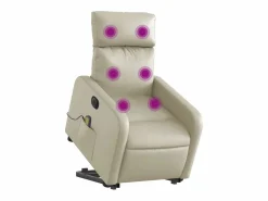 Outlet Sillón de salón | Silla | Sillón de masaje elevable eléctrico cuero sintético SHL7771 Crema