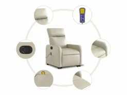 Outlet Sillón de salón | Silla | Sillón de masaje elevable eléctrico cuero sintético SHL7771 Crema