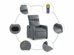 Sillón de salón | Silla | Sillón de masaje reclinable cuero sintético SHL9241 Gris
