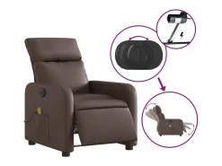 Sillón de salón | Silla | Sillón de masaje reclinable eléctrico cuero sintético marrón SHL8670