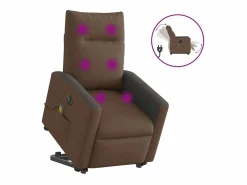 Sale Sillón de salón | Silla | Sillón de masaje eléctrico reclinable elevable tela marrón SHL4706 Sillón De Masaje