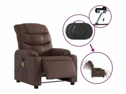 Best Sillón de salón | Silla | Sillón de masaje reclinable eléctrico cuero sintético marrón SHL5281 Sillón De Masaje