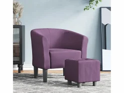 New Sillón de salón | Silla de relax con taburete tela morado SHL2462 Violeta