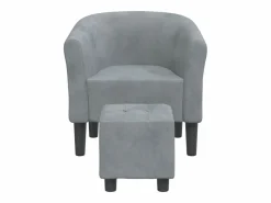 Sale Sillón de salón | Silla de relax con taburete terciopelo gris oscuro SHL5696 Sillón Estilo Cabriolet