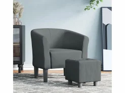 Sillón de salón | Silla de relax con taburete tela gris oscuro SHL7878
