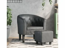New Sillón de salón | Silla de relax con taburete cuero sintético SHL5560 Gris