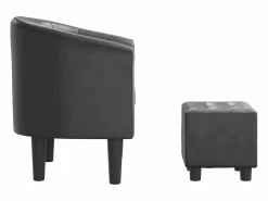 New Sillón de salón | Silla de relax con taburete cuero sintético SHL5560 Gris