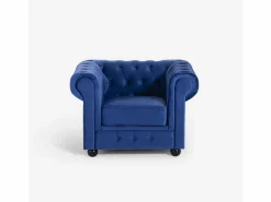 AHD Sillón de salón de estilo clásico Chesterfield de terciopelo Coventry - Marino