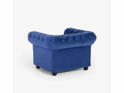 AHD Sillón de salón de estilo clásico Chesterfield de terciopelo Coventry - Marino