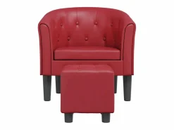 Best Sillón de salón diseño de cubo con reposapiés cuero sintético tinto SHL3561 Rojo