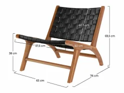 Hot Rendez-Vous Déco Sillón de teca y cuero tejido - Kuna Negro