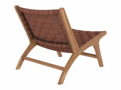 Rendez-Vous Déco Sillón de teca y cuero tejido marrón - Kuna