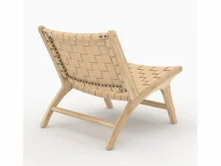 Discount Sillón de teca y cuero trenzado - Kuna Sillón De Piel