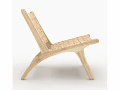 Discount Sillón de teca y cuero trenzado - Kuna Sillón De Piel