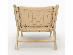 Discount Sillón de teca y cuero trenzado - Kuna Sillón De Piel