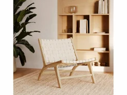 Rendez-Vous Déco Sillón de teca y cuero trenzado - Kuna
