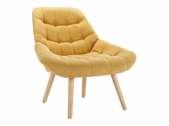 Discount Sillón de tela amarillo estilo escandinavo capitoné LUOSTO Sillón Escandinavo