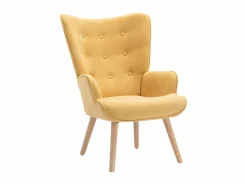 Best Vente-unique Sillón de tela mostaza capitoné. Estilo escandinavo. VATELY Amarillo