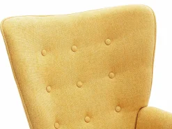 Best Vente-unique Sillón de tela mostaza capitoné. Estilo escandinavo. VATELY Amarillo