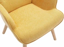 Best Vente-unique Sillón de tela mostaza capitoné. Estilo escandinavo. VATELY Amarillo
