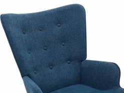 Vente-unique Sillón de tela jaspeado con base mecedora ELMINA Azul