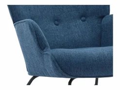 Vente-unique Sillón de tela jaspeado con base mecedora ELMINA Azul