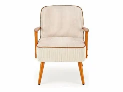 Discount MSO Sillón de tela con patas de madera de nogal GAEL Beige