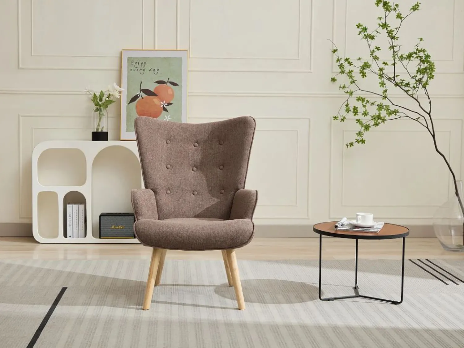 Discount Vente-unique Sillón de tela color , estilo escandinavo. VATELY Topo
