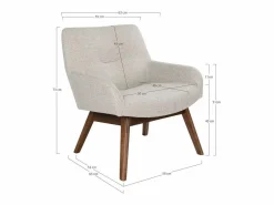Best Sillón de tela de arena con pies de nogal Sillón Escandinavo