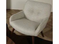 Best Sillón de tela de arena con pies de nogal Sillón Escandinavo