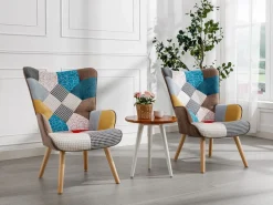 New Vente-unique Sillón de tela patchwork VATELY Multicolor