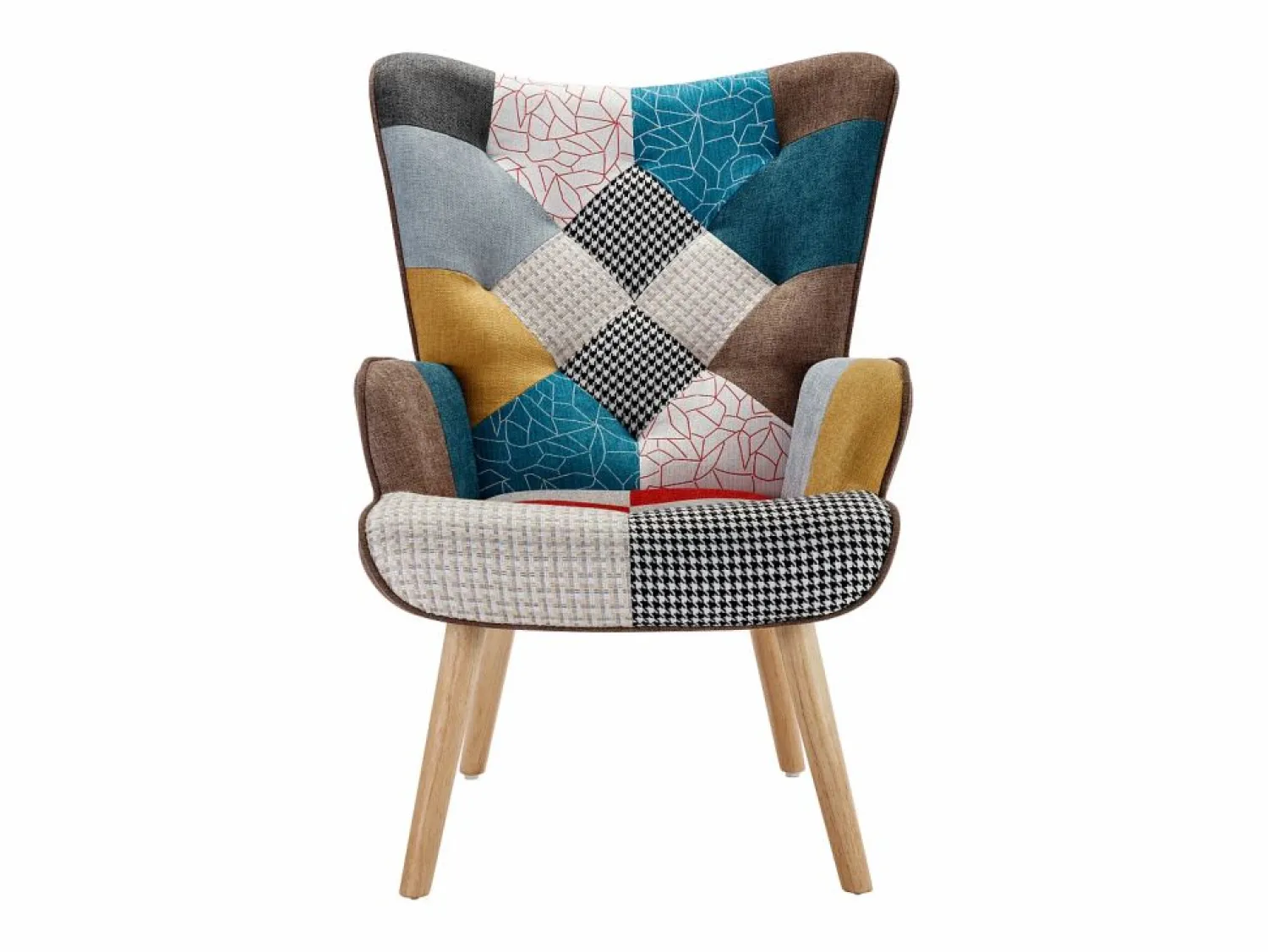 New Vente-unique Sillón de tela patchwork VATELY Multicolor