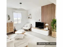 Vente-unique Sillón de tela sherpa con efecto piel de becerro PEPITA