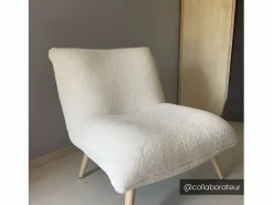 Vente-unique Sillón de tela sherpa con efecto piel de becerro PEPITA