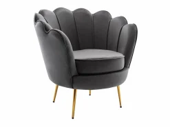 Outlet Sillón de terciopelo antracita patas doradas DANDELION Sillón