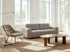 Online Vente-unique Sillón de terciopelo estilo escandinavo capitoné LUOSTO Beige