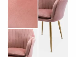 Sweeek Sillón de terciopelo con patas de metal rosa viejo