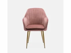 Sweeek Sillón de terciopelo con patas de metal rosa viejo
