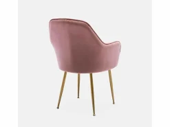 Sweeek Sillón de terciopelo con patas de metal rosa viejo
