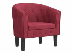 vidaxl Sillón de terciopelo tinto Rojo