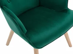 New Sillón de terciopelo verde capitoné. Estilo escandinavo. VATELY Sillón|Sillón Escandinavo