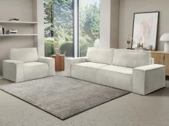 Vente-unique Sillón derecho de pana con estilo design AMELIA Beige