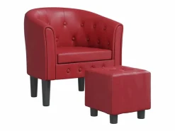 vidaxl Sillón diseño de cubo con reposapiés cuero sintético tinto