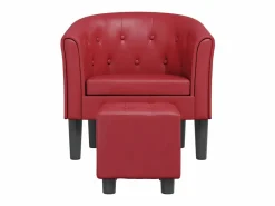 Online Sillón diseño de cubo con reposapiés cuero sintético tinto ES63259 Rojo