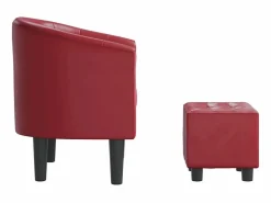 Online Sillón diseño de cubo con reposapiés cuero sintético tinto ES63259 Rojo