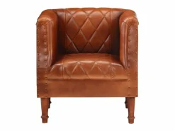 Online Sillón diseño de cubo cuero de cabra auténtico marrón Sillón|Sillón De Piel
