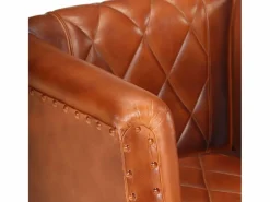 Online Sillón diseño de cubo cuero de cabra auténtico marrón Sillón|Sillón De Piel