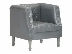 Clicnbuy Sillón diseño de cubo cuero de cabra auténtico
